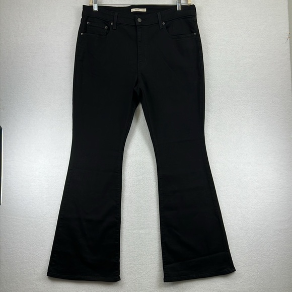 Levis 726 Women’s Premium Flare Jeans Sz 34/32 Black Soft Stretch Denim Like New - Picture 1 of 15